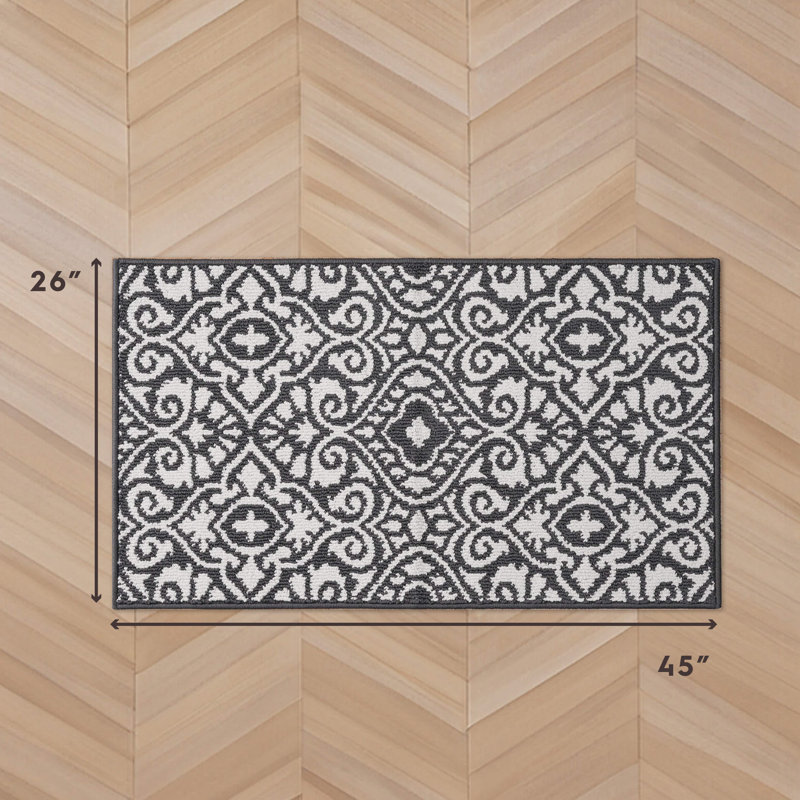 Laura Ashley Feya Two-Tone Machine Washable All Loop Tufted Rugs, Rectangle 2'2" x 3'9", Dark Gray