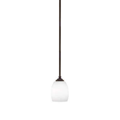 Zilo Stem Hung Mini Pendant Shown With 5" White Linen Glass