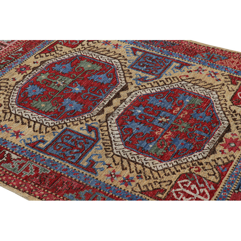 Rug & Kilim’S Turkish Style Rug In Red With Large-Scale Geometric Medallions, Rectangle 5' x 8'