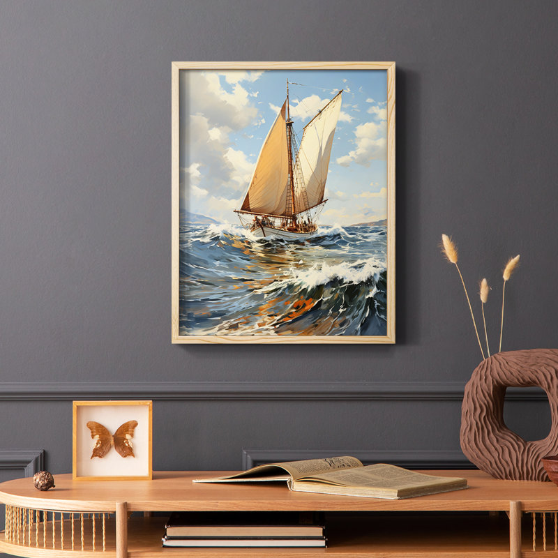 NAUTICAL Series CECLVII - Impression encadrée de qualité supérieure - Prêt à être accroché - Aucun clou requis, Naturel