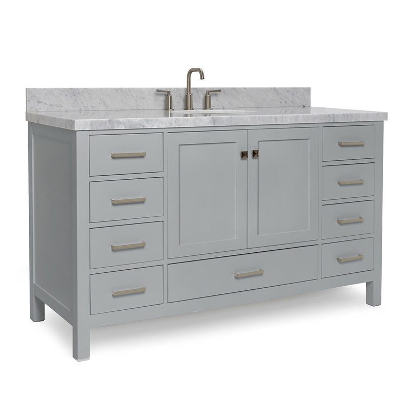 Ensemble de meuble-lavabo simple 61 po Cambridge, Gris, Ovale