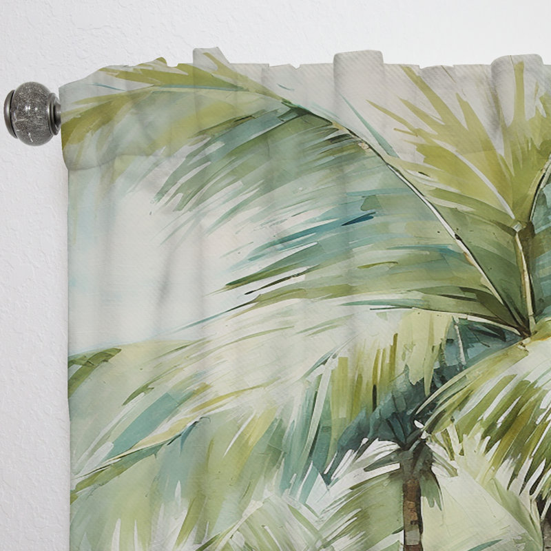 Green Minimalisme Palm Trees I - Rideau floral obscurcissant palmiers et palmiers - 1 panneau, L 52 po x L 108 po