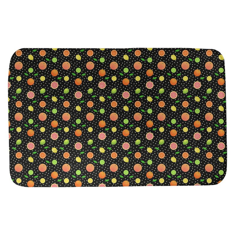Tapis pour salle de bain agrume fruit Leffel, l 21 po x L 34 po, Noir