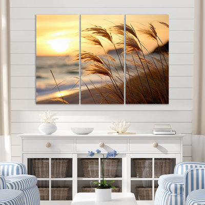 «Beach Breeze At Sunrise X», reproduction sur toile 3 pièces