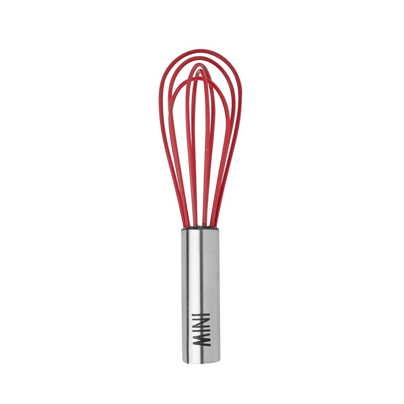 Tovolo 6" Silicone Mini Whisk, Stainless Steel/Cayenne/Black