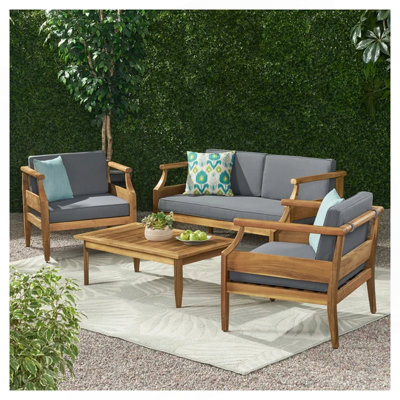 ASTON Outdoor 4 Seater Chat Set with Cushions_LOVESEAT & COFFEE TABLE &CLUB CHAIR by Red Barrel Studio