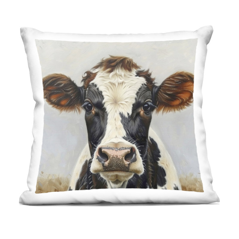 Coussin Stupell Industries Stoic Cow Gaze Portrait par LSR Design Studio