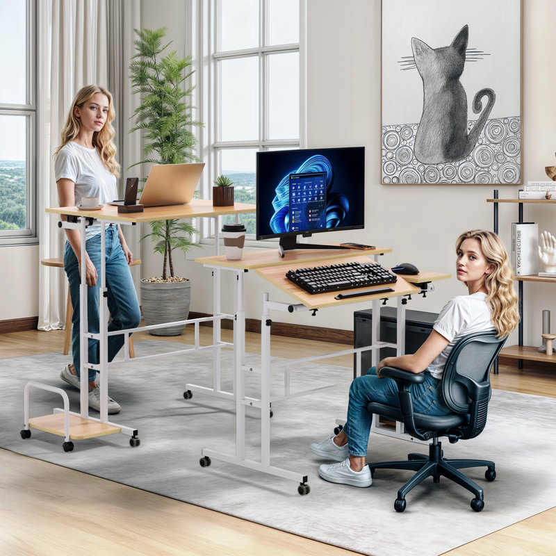 Bureau d'ordinateur Mahjabeen Home Office, Naturel / Blanc
