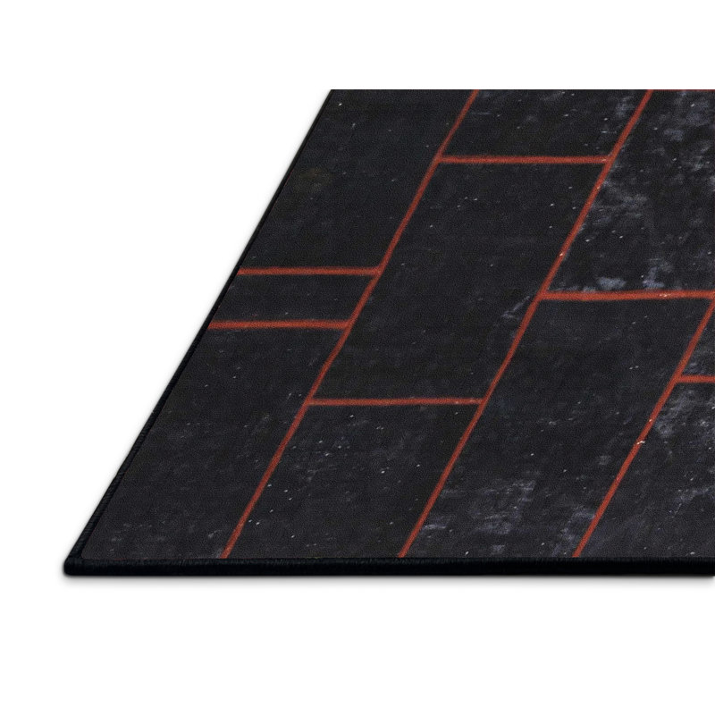 Tapis de zone rouge/noir contemporain, Rectangle 7 pi x 10 pi