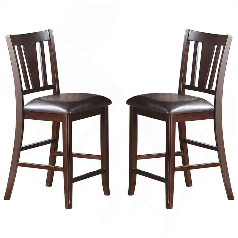 Ensemble simple et contemporain de 2 chaises à hauteur de comptoir avec siège en similicuir et design empilable pour une salle à manger moderne