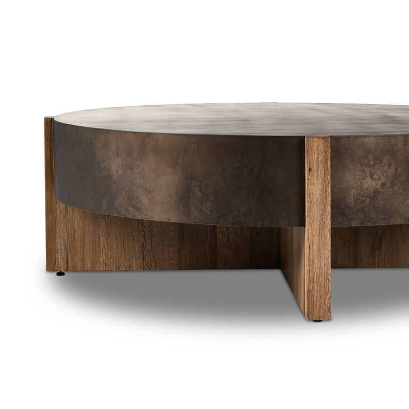 Glendo Single Coffee Table, Distressed Iron, 17.75"H x 55"W x 55"D