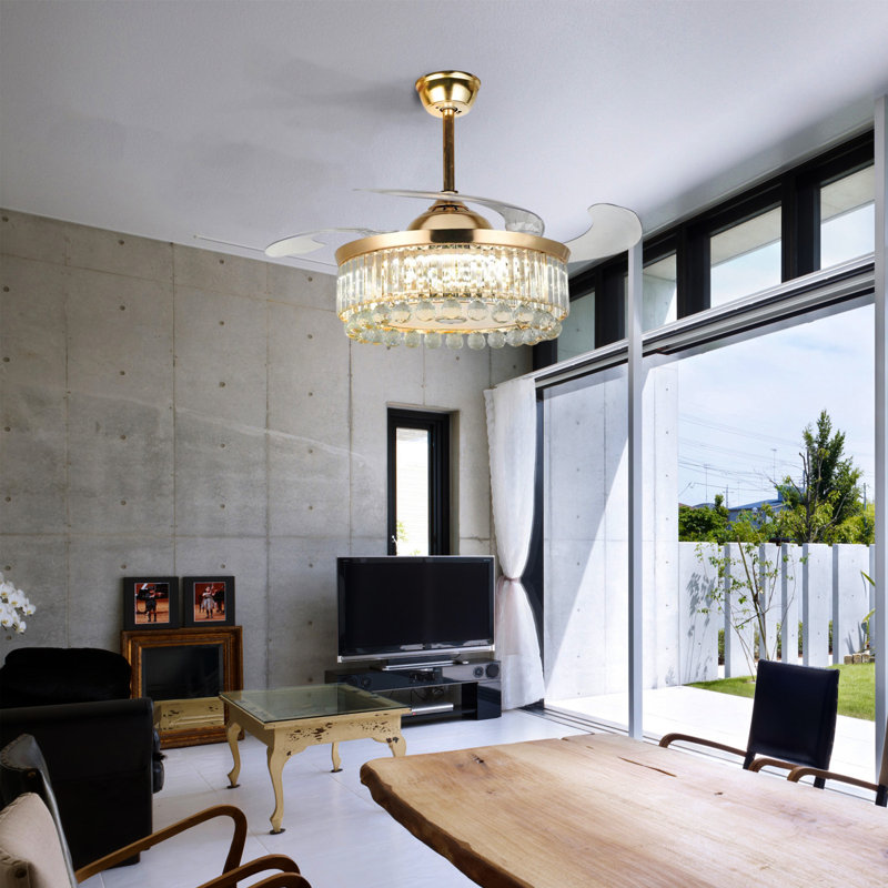Jelsy 42'' Ceiling Fan with LED Lights and retractable fans