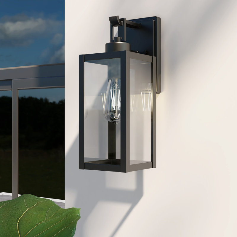 Schlesinger Matte Black Outdoor Wall Lantern, 13.67" H x 5" W x 6.57" D