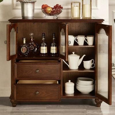 Nut-brown Rectangular Solid + Manufactured Wood Sideboards