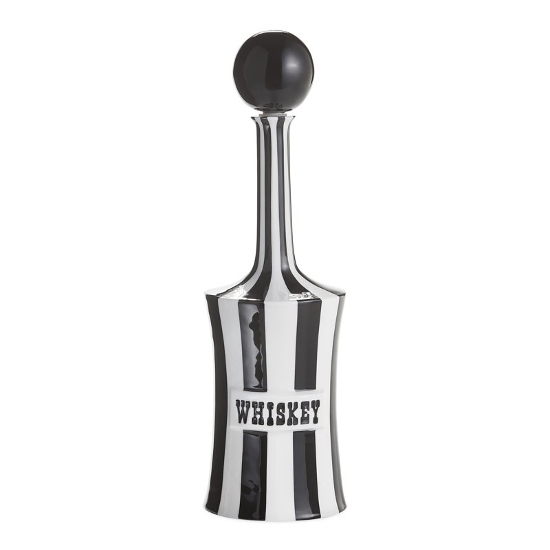 Black and White Ceramic Whiskey Decanter with Ball Stopper