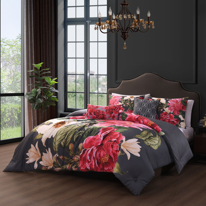 Ensemble d'édredon réversible 100% satin de coton Bebejan, Édredon de grand lit + 4 pièces additionnelles