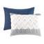 3 pièces très grand / très grand édredon. Coton avec capitonnage en chenille. Bleu marine. . 2 taies décoratives assorties. Lavable à la machine. Magnifique literie de chambre à coucher. Remplir. Charmant-118640599-118640602