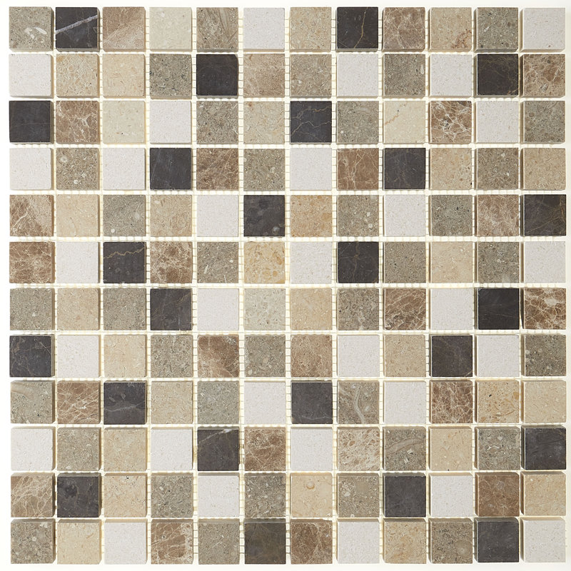 Marble Collection 1" x 1" Natural Stone Mosaic Accent Tile in Brenta Blend