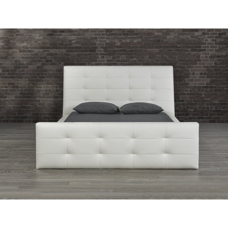 Ignas Leather Platform Bed, Queen, Polar White