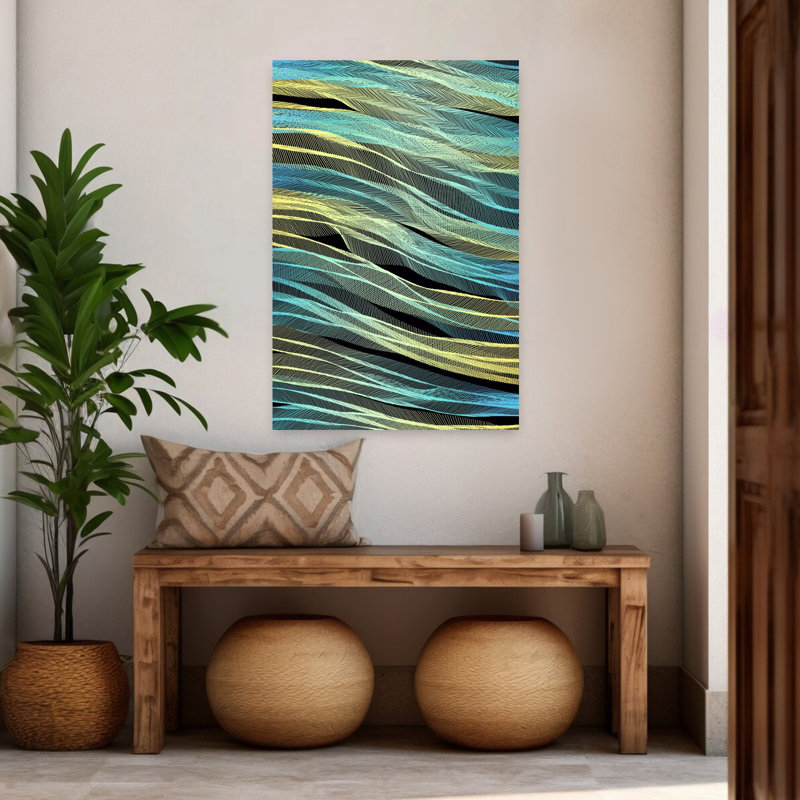 Art contemporain contemporain abstrait géométrique plage, H 48 po x l 32 po