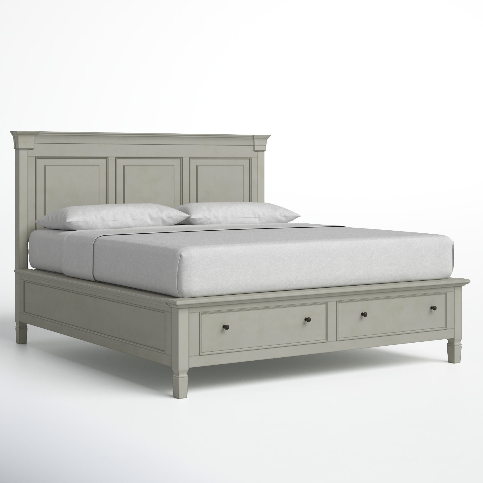 Mahler Solid Wood Storage Bed, Queen, Cotton-hued