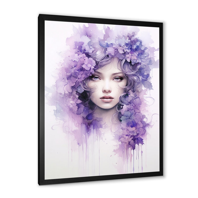 «Mauve blanc lilas en fleurs», impression sur toile, H 44 po x l 34 po x P 1,5 po, Cadre photo noir
