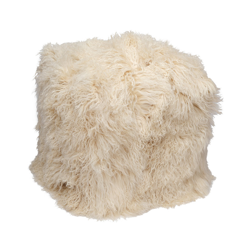 Tibetan Square Pouf, White 
