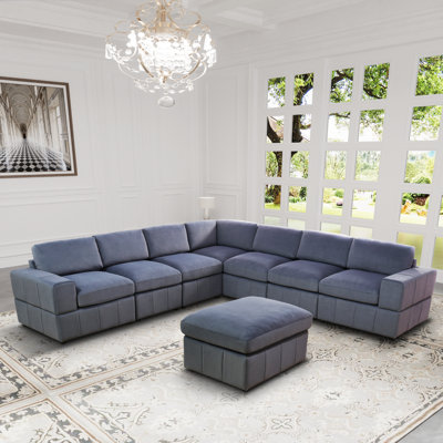 Canapé modulaire réversible en microfibre gris foncé de 129 po Zenius