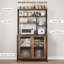 Étagère de boulanger à 5 niveaux avec armoire - Support pour micro-ondes de 63,78 po de hauteur avec porte, armoire de bar avec crochets Brown - Station de café