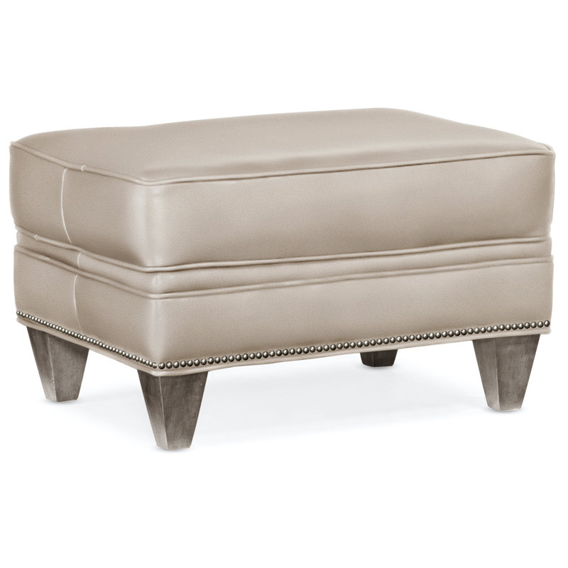 Reddish Ottoman, Gunmetal, Stone, Aline Fumo Genuine Leather