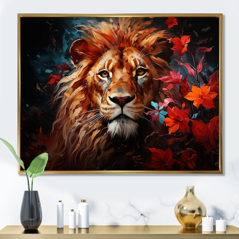 «Lion Vivid Majesty» sur toile, Gold Picture Framed, H 34 po x l 44 po