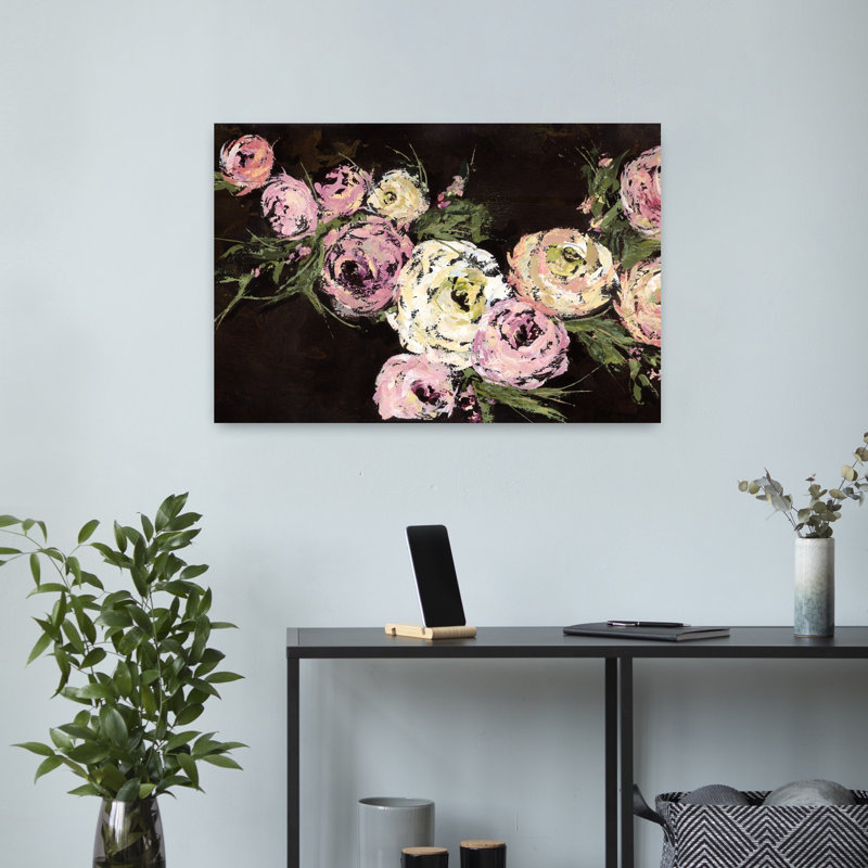 Art contemporain de fleur de rose, H 24 po x l 16 po