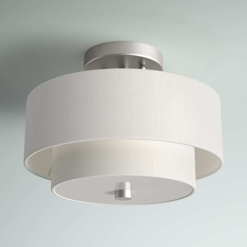 Plafonnier semi-encastré Betel, H 8,25 po x l 11 po x P 11 po, Nickel brossé