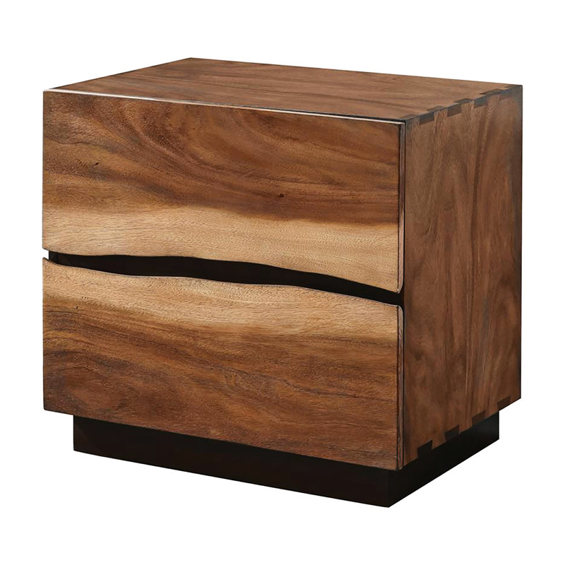 Table de chevet de chambre à coucher avec 2 tiroirs en noyer et grain de café 2 couleurs de fabrication