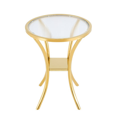 Table de bar en acier inoxydable avec plateau en verre trempé et base plaquée or