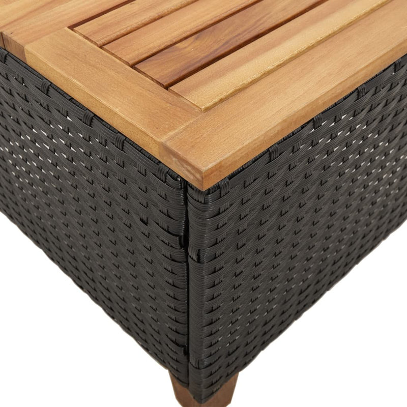 Dakota Fields Patio Table 7.7"X17.7"X14.6" Poly Rattan Acacia Wood, Black/Brown