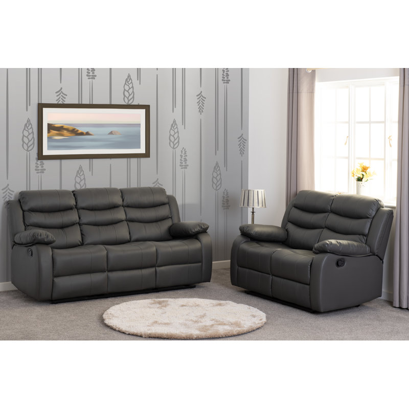 Mokhtar 2 Piece Reclining Sofa Set, Dark Grey
