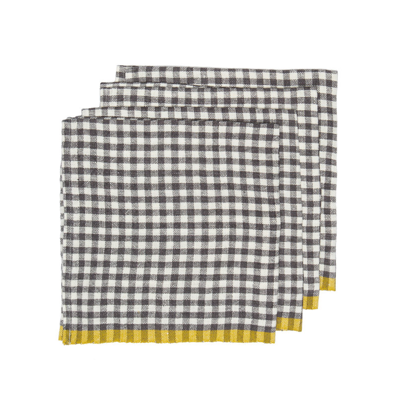 Serviette de table Blockton, Natural with Dijon Trim