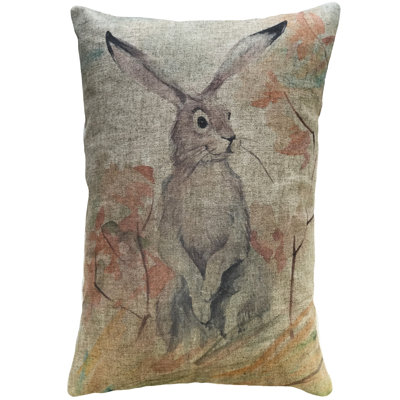 Finkelstein Watercolor Bunny Linen Throw Pillow
