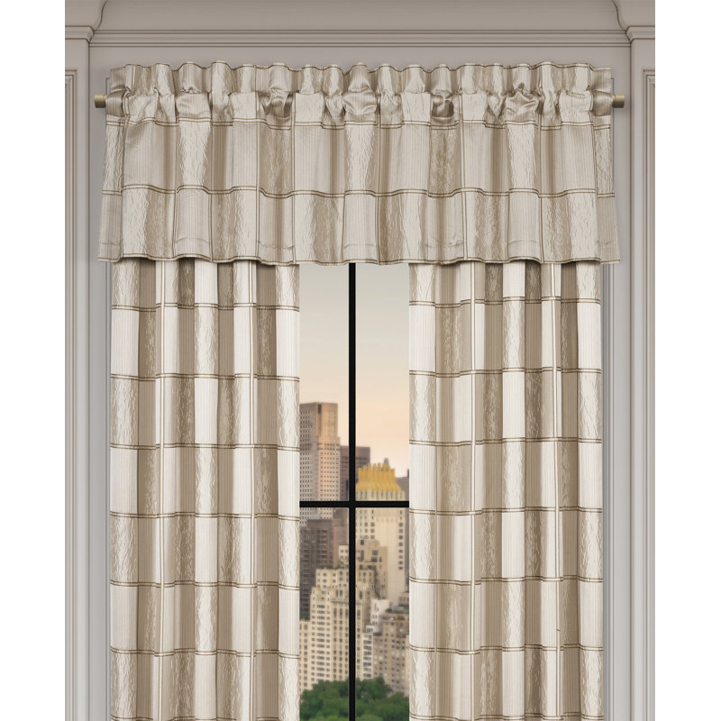 Flax Satin Geometric Block Rod Pocket Valance