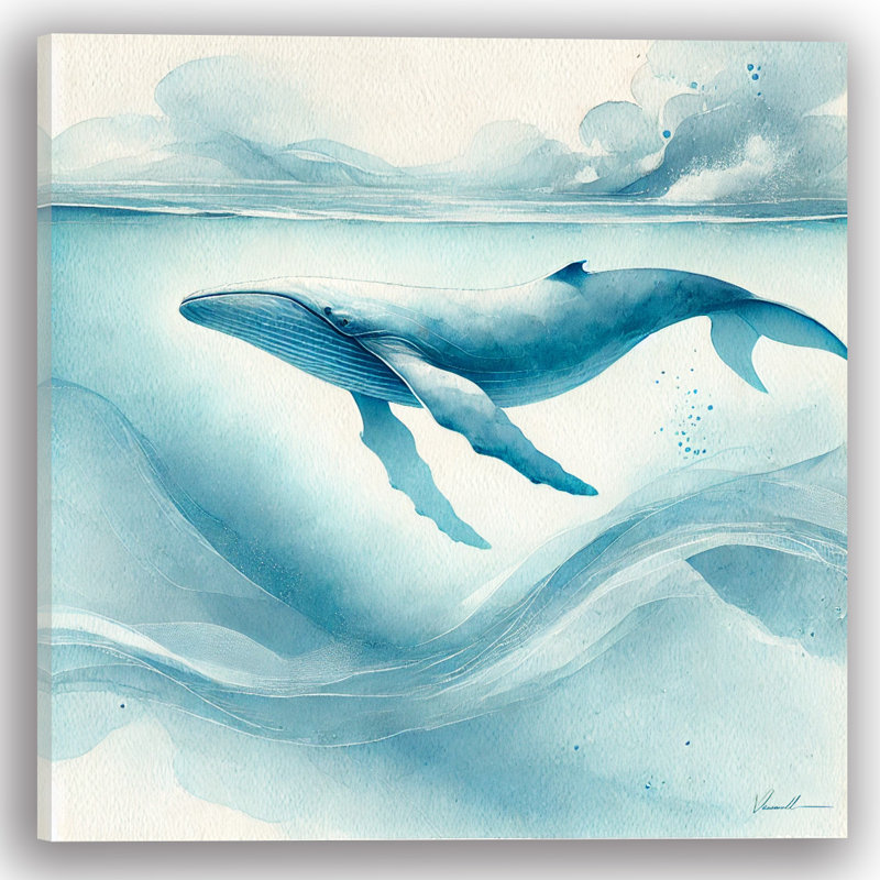 Impression sur toile majestueuse de baleine, H 30 po x l 30 po