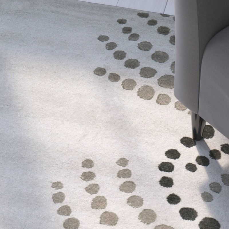 Tapis abstrait en laine et viscose touffetés à la main Amier, Carré 6 pi