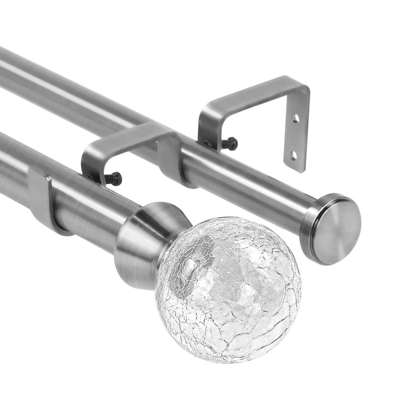 Tringle à rideaux double Cournoyer, H 1 po x l 120 po x P 1 po, Acier brossé