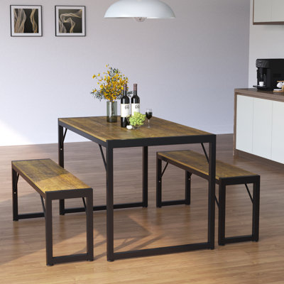 Ezzah Dining Set, Dining Table with Benches