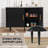 47" Sideboard Buffer Cabinet with Fluted Slide Doors, Tambour Storage Cabinet with Adjustable Shelves-884969665