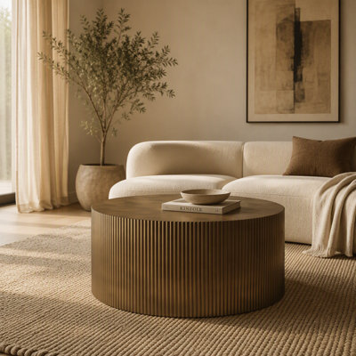 Table basse minimaliste à rayures ondulées de 35,83 pouces