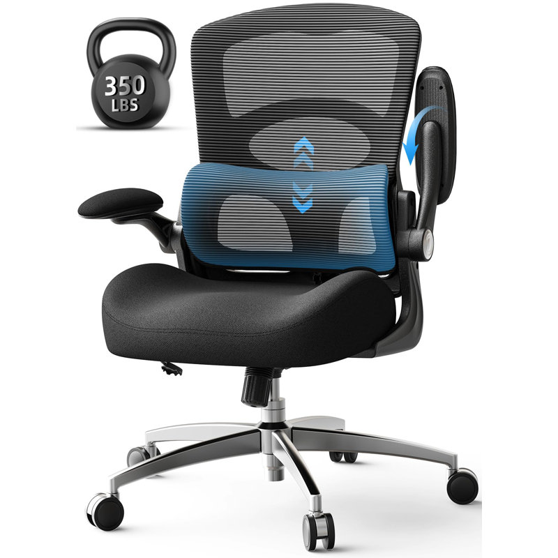 Ergonomic Big And Tall Office Chair with Built-in Lumbar Support, Flip-up Armrests