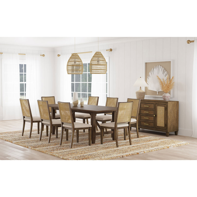 Light Brown Rectangular Wood Dining Table