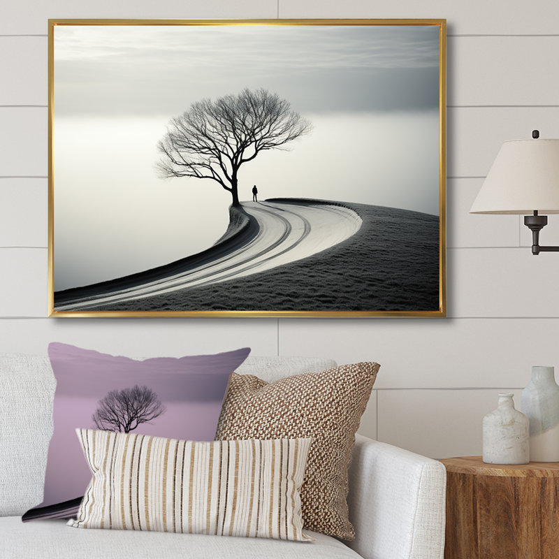 Paysage d'hiver, photo sur toile, Cadre flottant doré, H 12 po x l 20 po