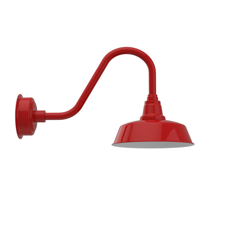 Luminaire de grange d’extérieur à del Vandervliet, H 14,38 po x l 12 po x P 25 po, Rouge cerise
